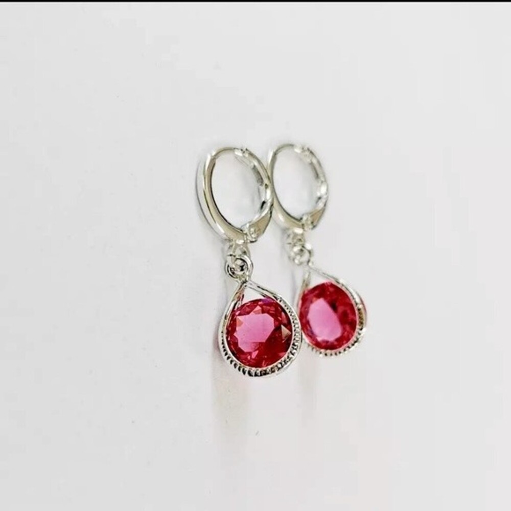 Ruby Red Delicate Drop Earrings